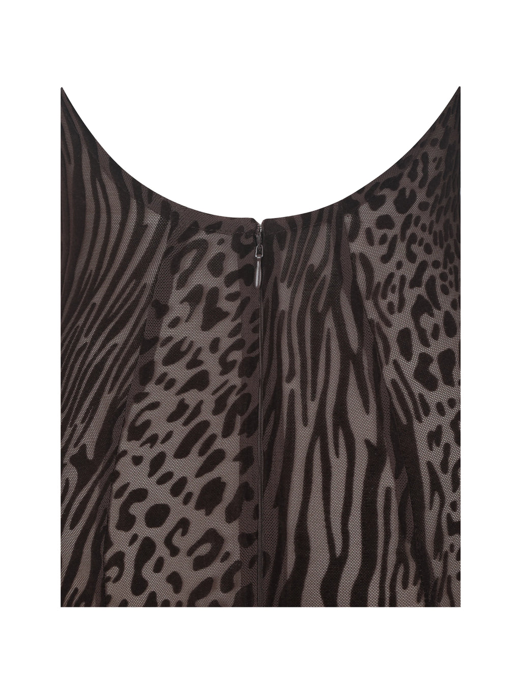 Tyanna Mocha Burnout Velvet Mesh Backless Mermaid Maxi Dress