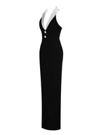 Raelyn Black and White Business Casual Maxi Dress