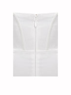 Lora White Crystal Embellished Mesh Satin Corset Gown