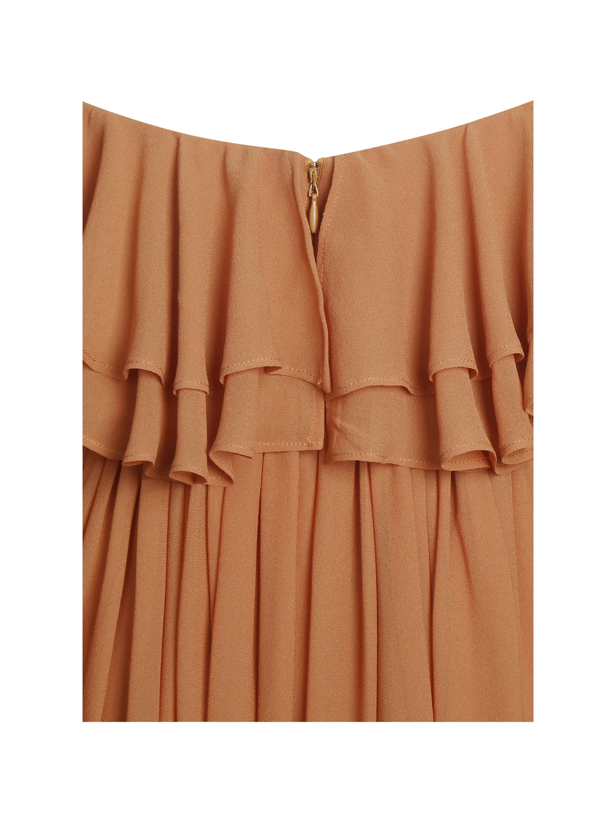 Kaela Brickwork Off Shoulder Chiffon Maxi Dress