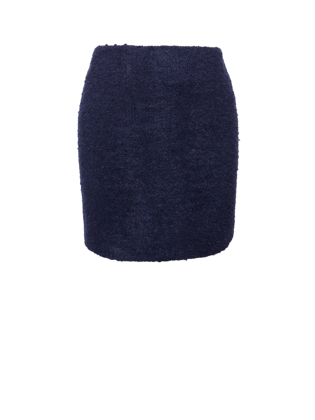 Wylda Navy Blue Boucle Wool Bodycon Mini Skirt Archive Sale