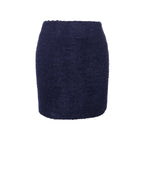 Wylda Navy Blue Boucle Wool Bodycon Mini Skirt Archive Sale