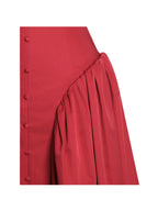 Nahla Red Drop Waist Midi Dress with Buttons