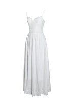 Oberon White Cotton Eyelet Lace Up Back Maxi Dress