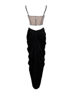 Cadence Black Satin Crystal Embellished Corset Dress Archive Sale