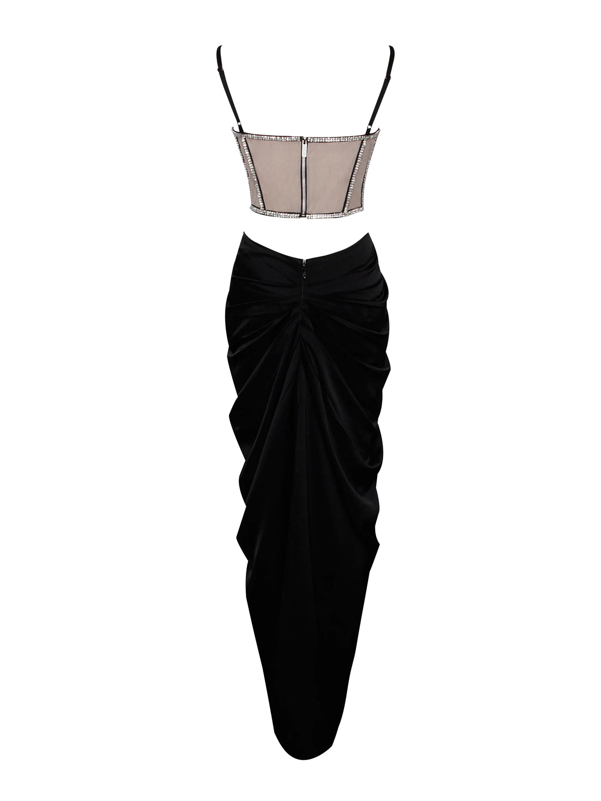Cadence Black Satin Crystal Embellished Corset Dress Archive Sale