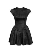 Jacqueline Backless Black Mini Puffy Suede Dress Archive Sale