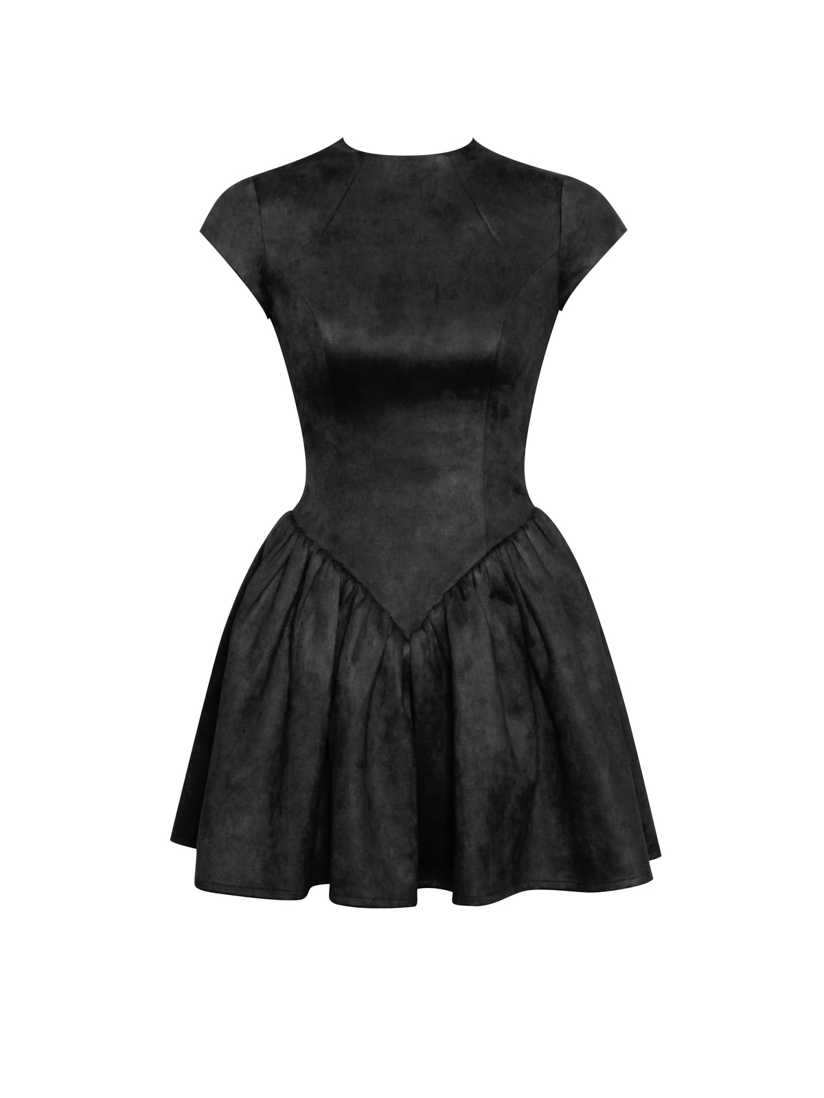 Jacqueline Backless Black Mini Puffy Suede Dress Archive Sale