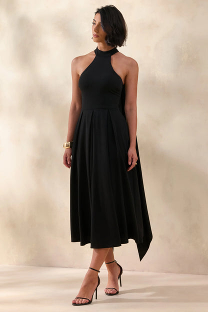 Rhode Black Halter Neck Midi Dress