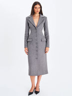 Faye Grey Wool Blend Single Breasted Coat with Removable Faux Fur Collar
