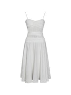 Maelis White Cotton Eyelet Drop Waist Midi Dress