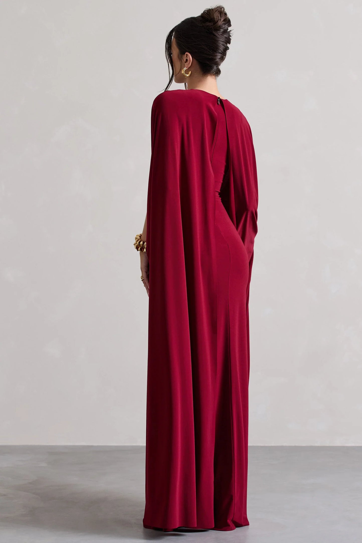 Ilaria Berry Cape Sleeve Split Maxi Dress