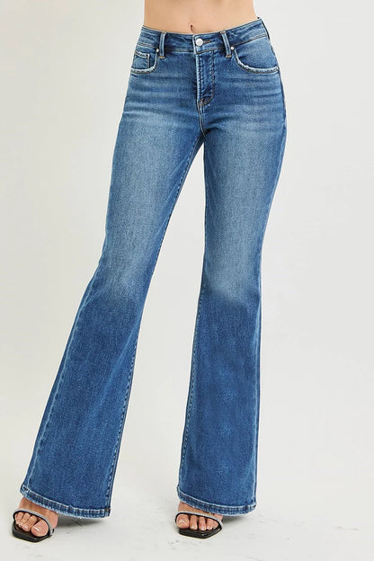 Nina Mid Rise Flare Jeans