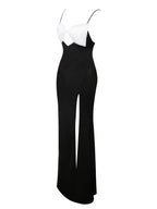 Eleanor Black and White Bow Satin Gown