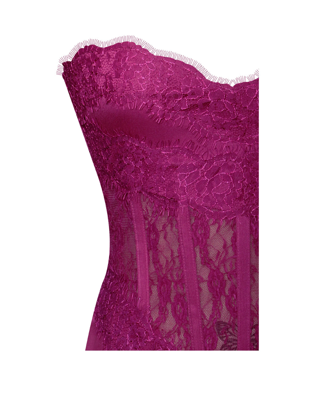 Everleigh Fuchsia Lace Satin Corset Maxi Dress Archive Sale
