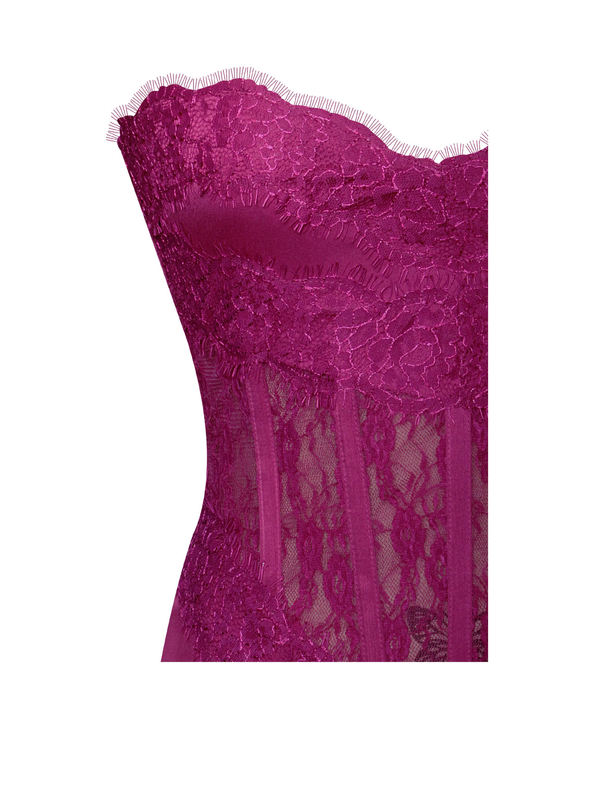 Everleigh Fuchsia Lace Satin Corset Maxi Dress Archive Sale