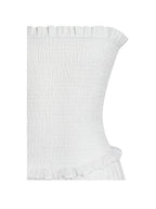 Quadiya White Cotton Seersucker Smocked Strapless Midi Dress Archive Sale