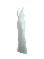 Wendale Mint Sequin Plunging Mermaid Maxi Dress