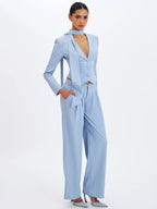 Reva Sky Blue Pinstripe Single Pleat Pants
