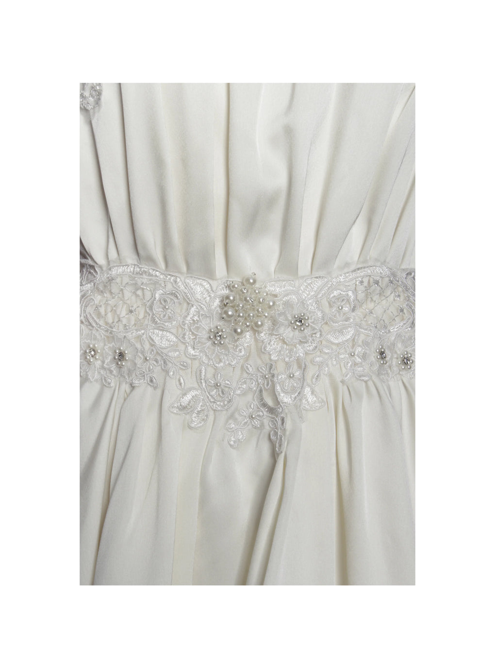 Idalia Pearl White Beaded Lace Trim Backless Halter Mini Dress