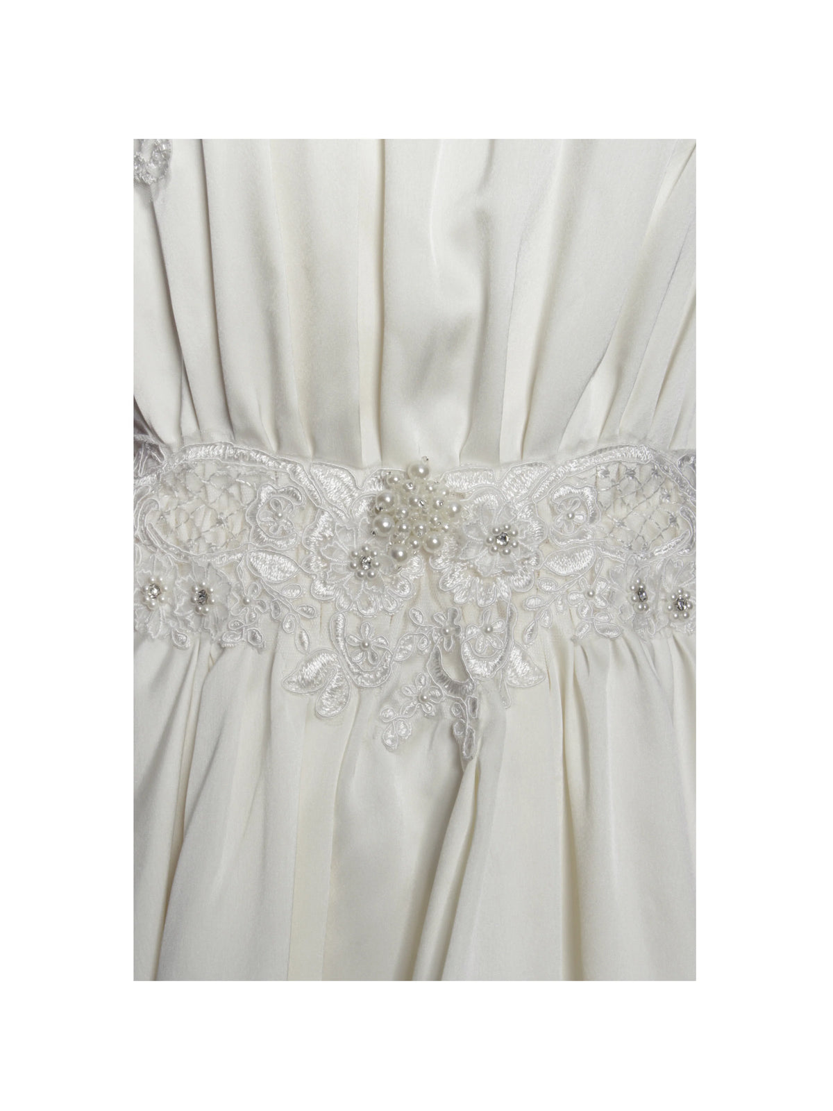 Idalia Pearl White Beaded Lace Trim Backless Halter Mini Dress