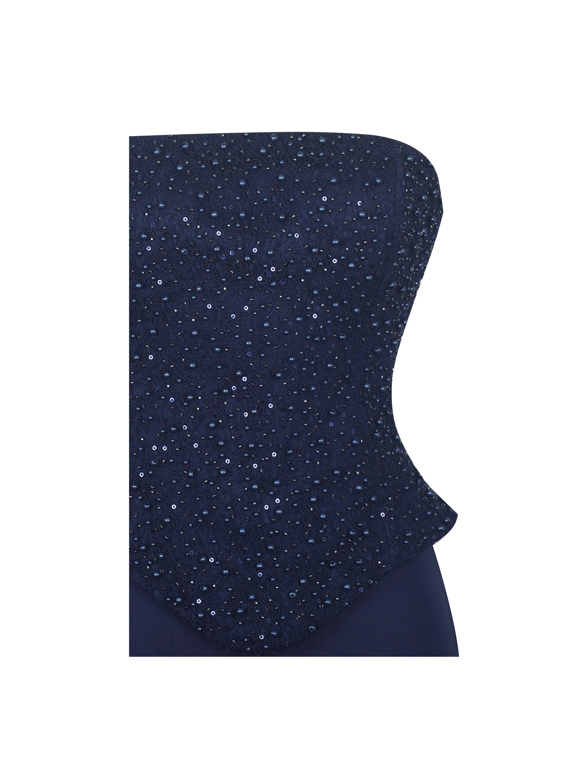 Orabelle Navy Beaded Peplum Mermaid Maxi Gown with Lace up Back