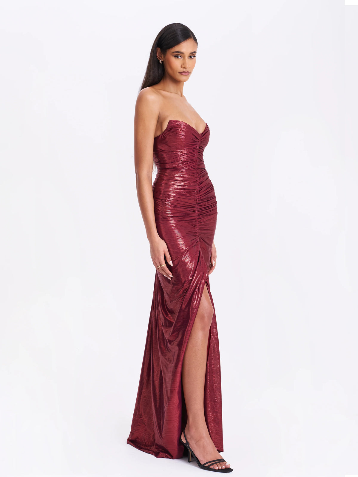 Sable Ruched Burgundy Glitter Mermaid Gown – Maymolly