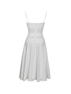 Maelis White Cotton Eyelet Drop Waist Midi Dress