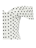 Edeline Polka Dot Off shoulder Pleated Mini Dress