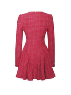 Tae Red Tweed Long Sleeve Drop Waist Mini Dress Archive Sale