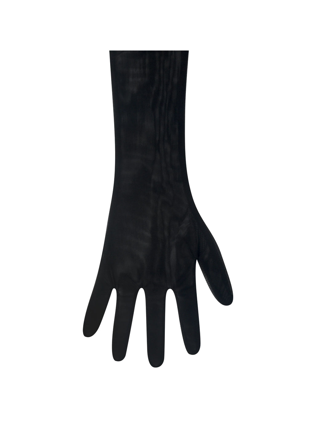 Eve Black Fur Trimmed Mesh Opera length Gloves