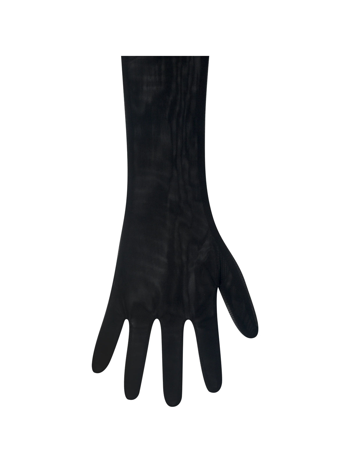 Eve Black Fur Trimmed Mesh Opera length Gloves