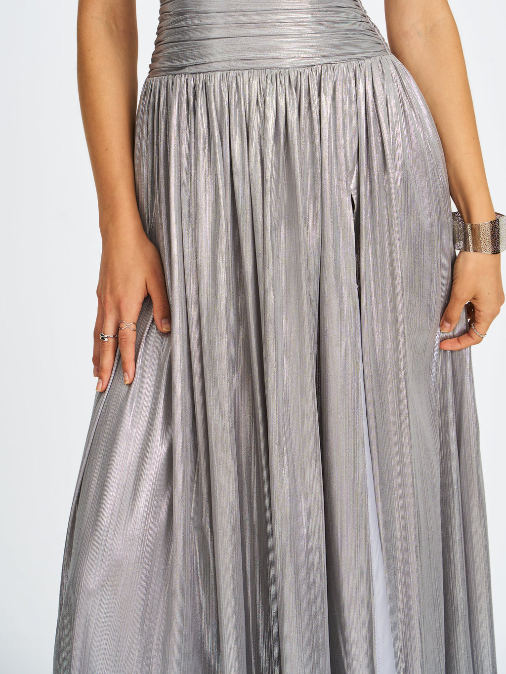 Palmer Silver Glitter Drop Waist Maxi Dress