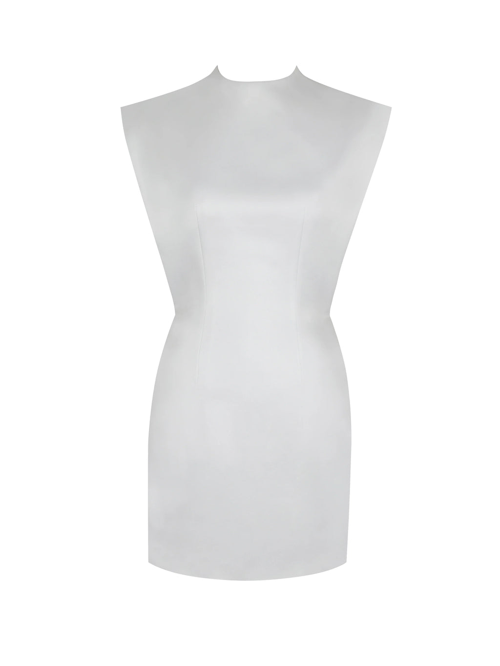 Vienna White Satin Mock Neck Mini Dress