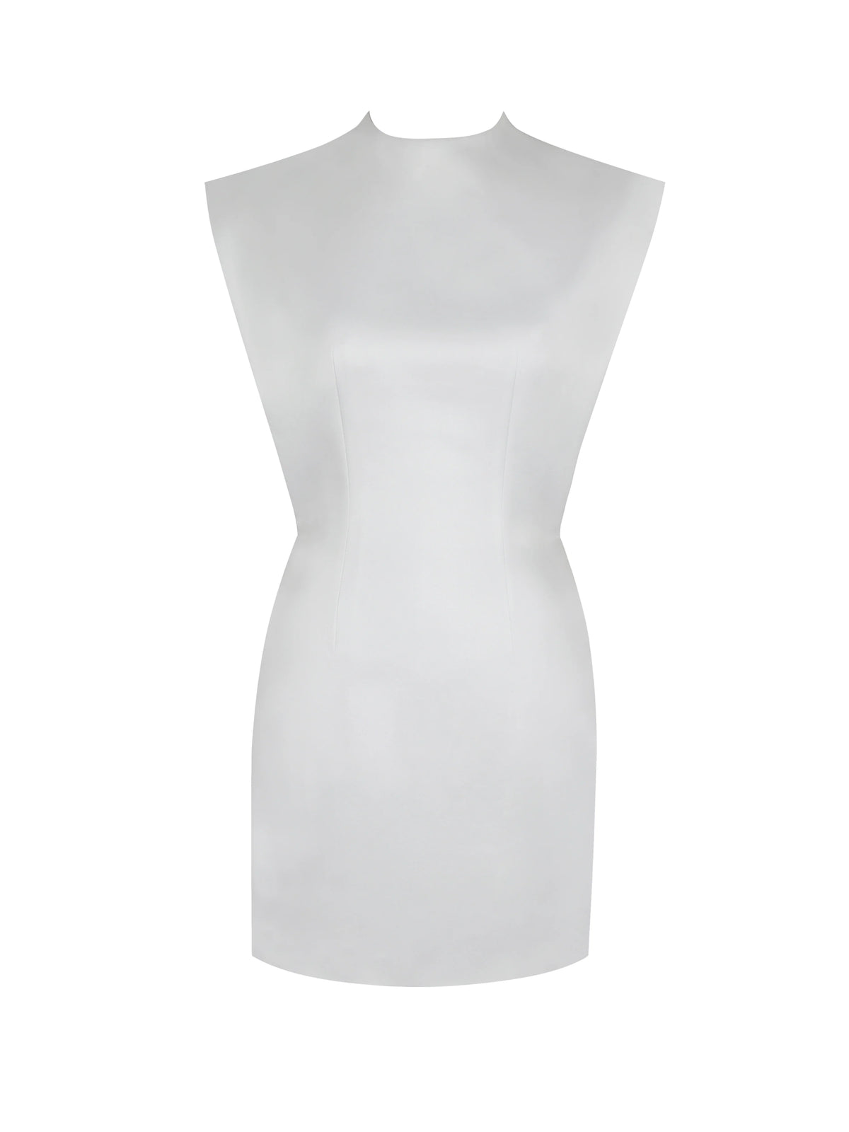Vienna White Satin Mock Neck Mini Dress