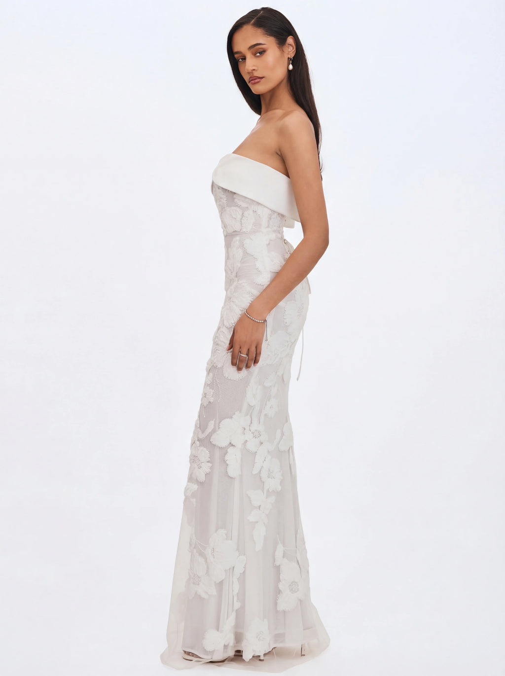 Raphaela White Floral Strapless Mermaid Wedding Dress