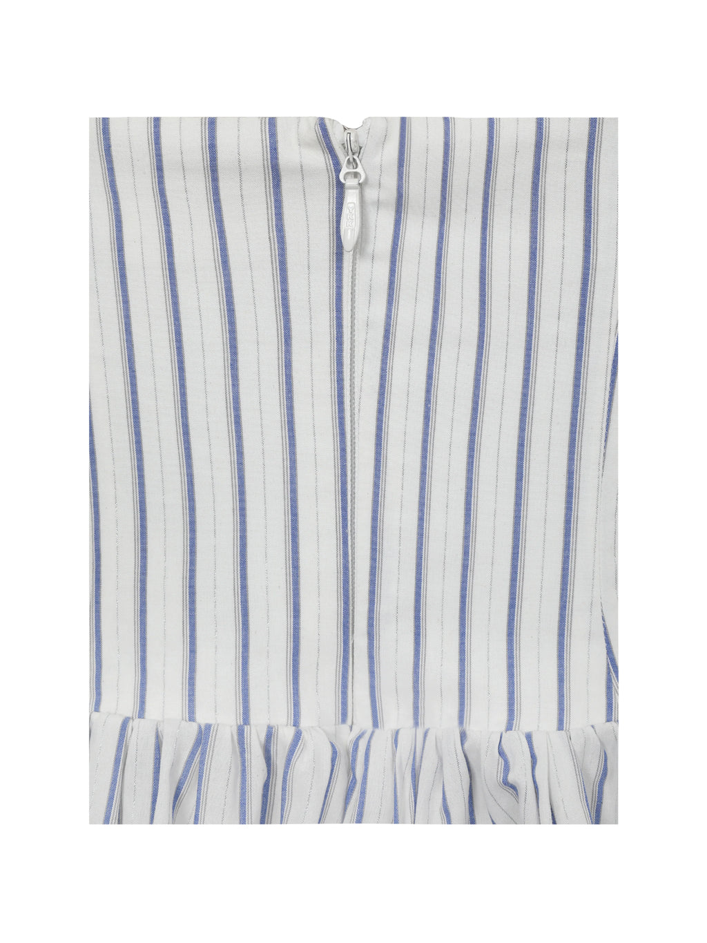 Olea Sky Blue Striped Cotton Poplin Ruched Midi Dress