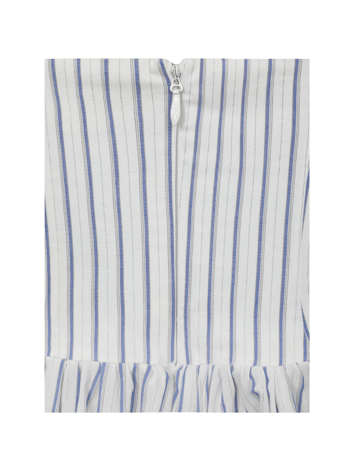 Olea Sky Blue Striped Cotton Poplin Ruched Midi Dress
