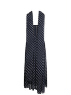 Juliette Navy Blue Polka Dot Chiffon Maxi Dress