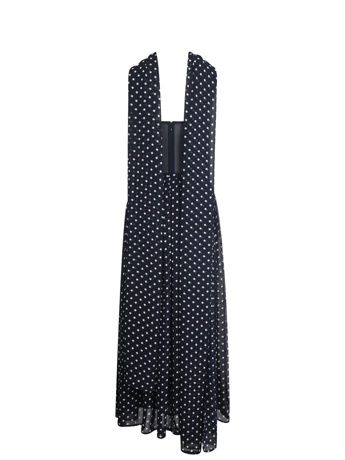 Juliette Navy Blue Polka Dot Chiffon Maxi Dress