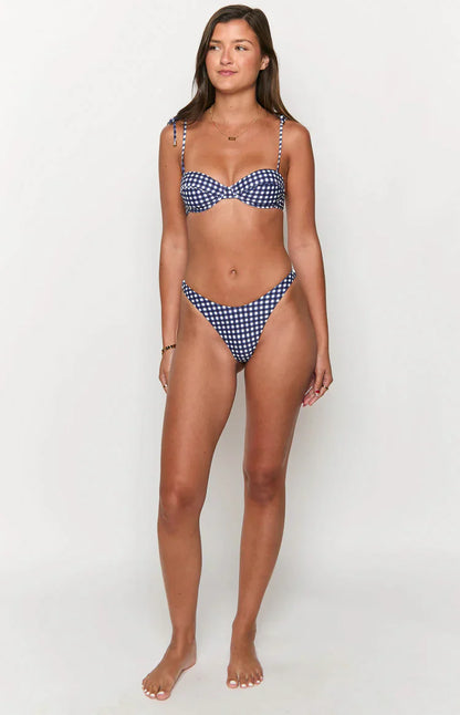 90 Swim Bianca Navy Gingham Bikini Bottoms