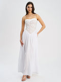 Ucille White Embroidered Chiffon Maxi Dress Archive Sale