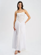 Ucille White Embroidered Chiffon Maxi Dress Archive Sale