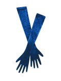Ozella Teal Blue Velvet Opera length Gloves
