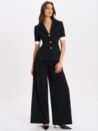 Aleeza Black Wide Leg Suit Pants