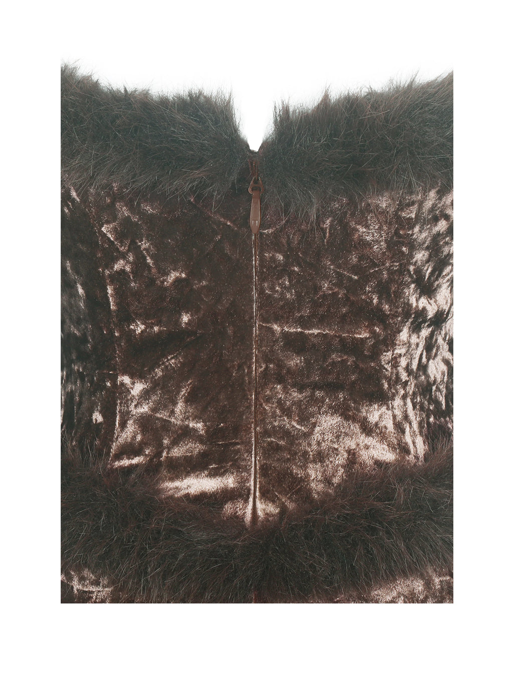 Tessa Coffee Sweetheart Bardot Faux Fur Velvet Mermaid Maxi Dress