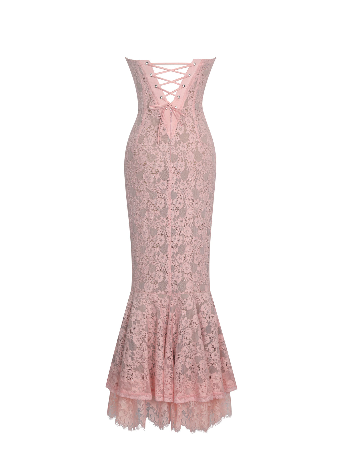 Rosalyn Pink Lace Sweetheart Maxi Mermaid Dress