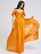 Jelani Layered Mesh High Slit Drape Maxi Dress