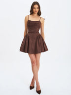 Raisa Mahogany Vegan Suede Ruched Mini Dress