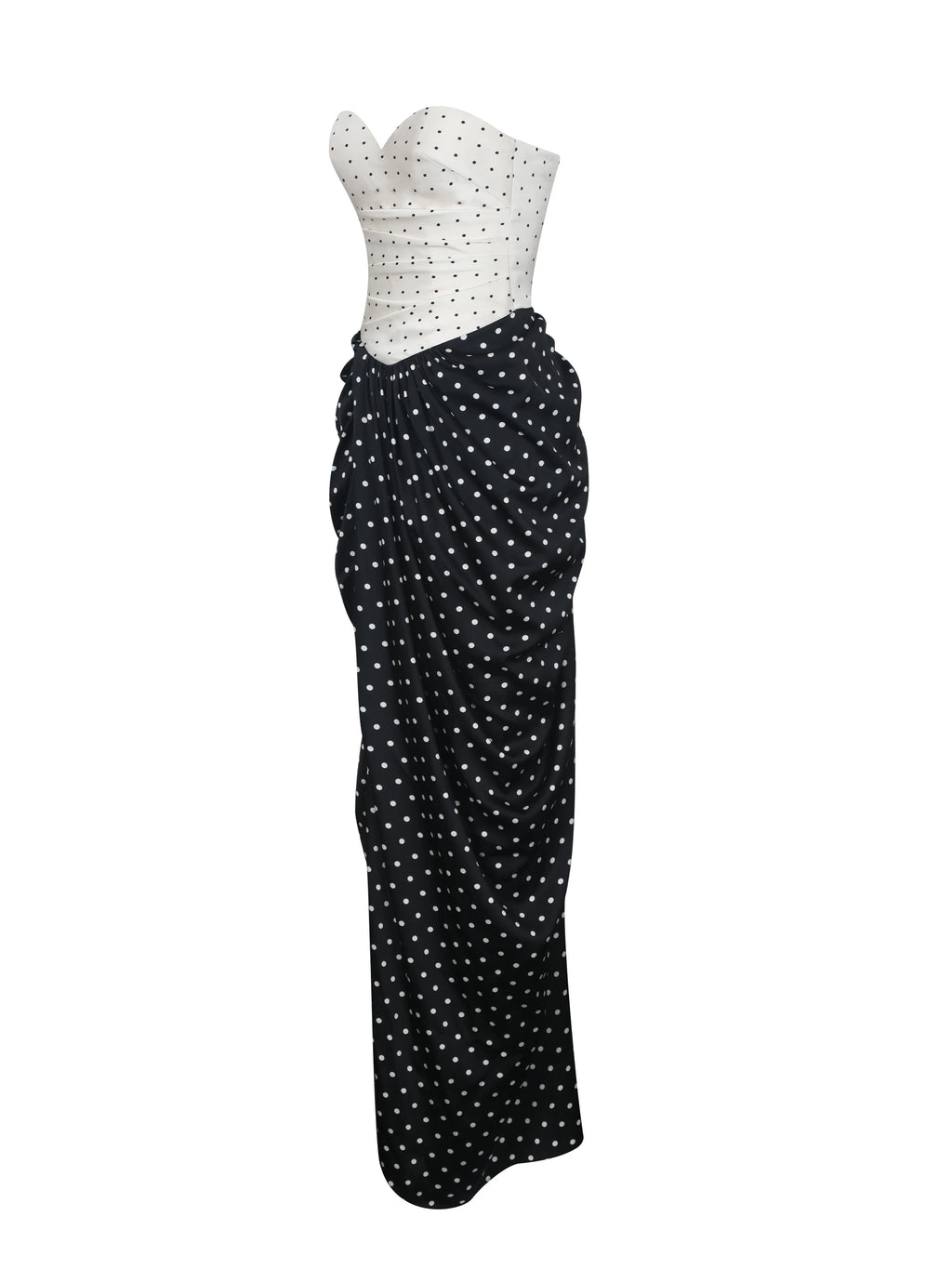 Tamryn Black White Polka Dot Sweetheart Maxi Dress